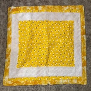 Handmade Baby Blanket Bumble Bee Print Plush Minky 30"x30" Soft Security Blanket